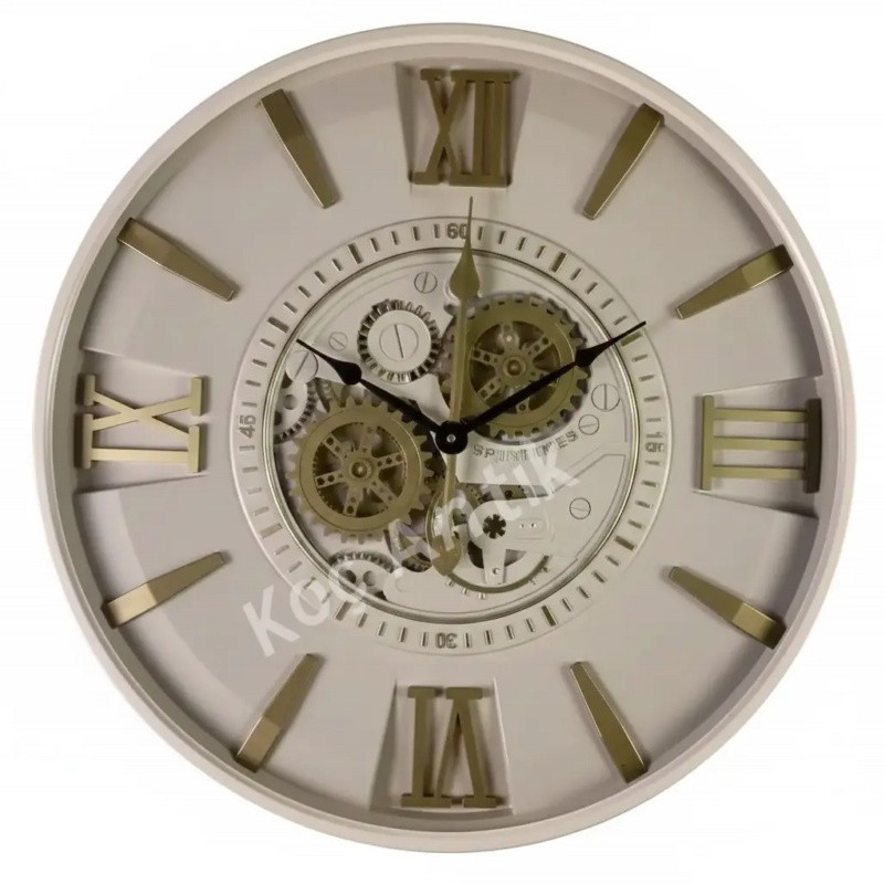 Beige Çarklı Saat 60 Cm